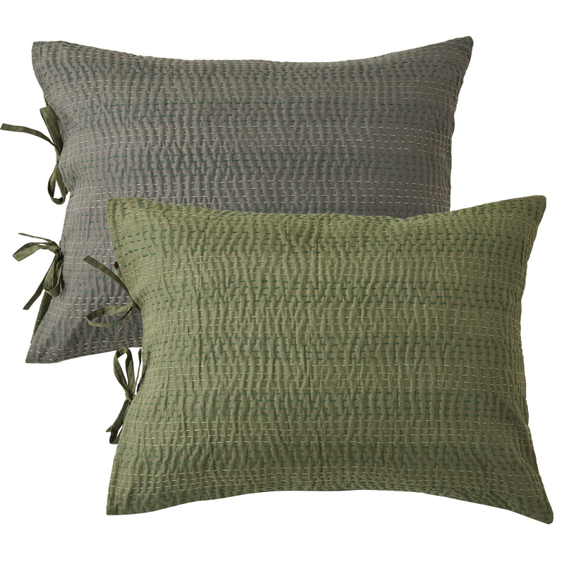 Hand Stitched Reversible Kantha Pillow Sham Pairs