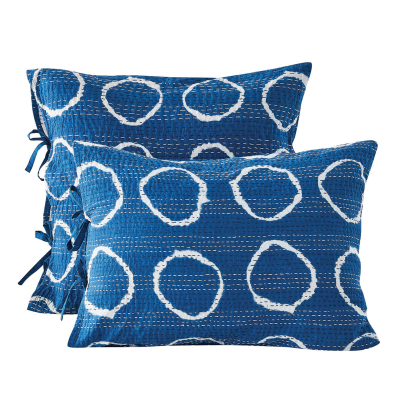 Hand Stitched Block Print Kantha Pillow Sham Pairs