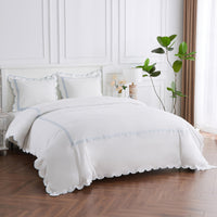 600 Thread Count Scallop Rope Embroidered Cotton Duvet Set