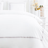 Classic Double Border Percale Cotton Duvet Set