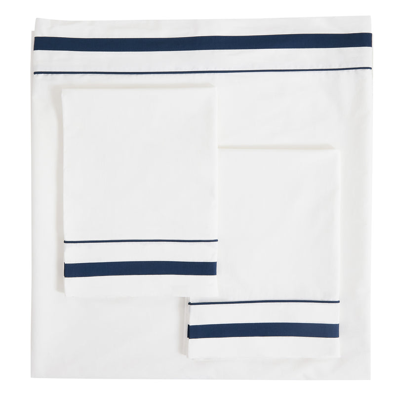 Classic Double Border Percale Cotton Sheet Set