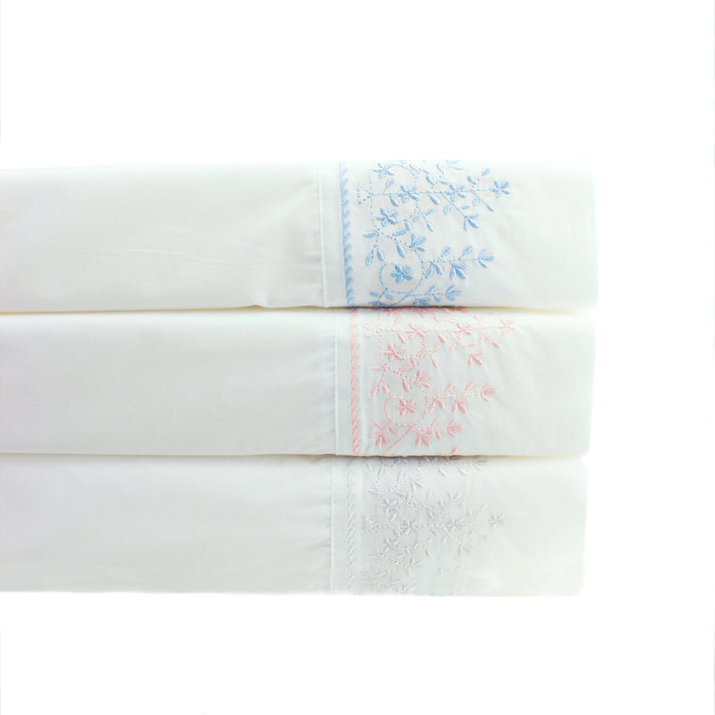 Baby's Breath Embroidered Percale Sheet Set