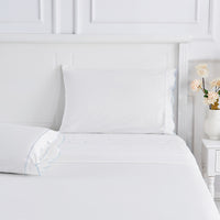 Scallop Frame Embroidered Percale Cotton Sheet Set