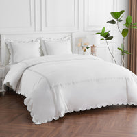 600 Thread Count Scallop Rope Embroidered Cotton Duvet Set