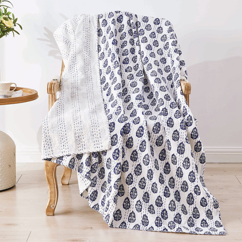 Hand Stitched Block Print Kantha Throws