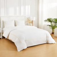 Classic Double Border Percale Cotton Duvet Set