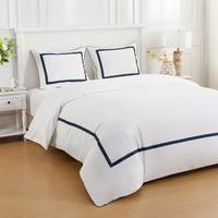 Classic Double Border Percale Cotton Duvet Set