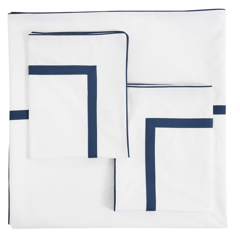 Classic Double Border Percale Cotton Duvet Set