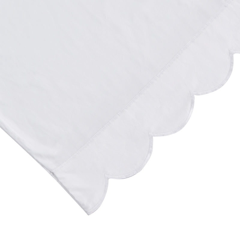 Scallop Frame Embroidered Percale Cotton Sheet Set