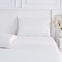 Scallop Frame Embroidered Percale Cotton Sheet Set