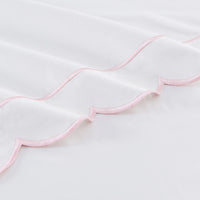 Scallop Frame Embroidered Percale Cotton Sheet Set