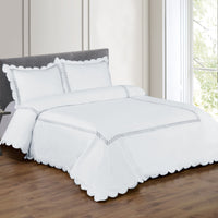 600 Thread Count Scallop Rope Embroidered Cotton Duvet Set