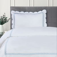 600 Thread Count Scallop Rope Embroidered Cotton Duvet Set