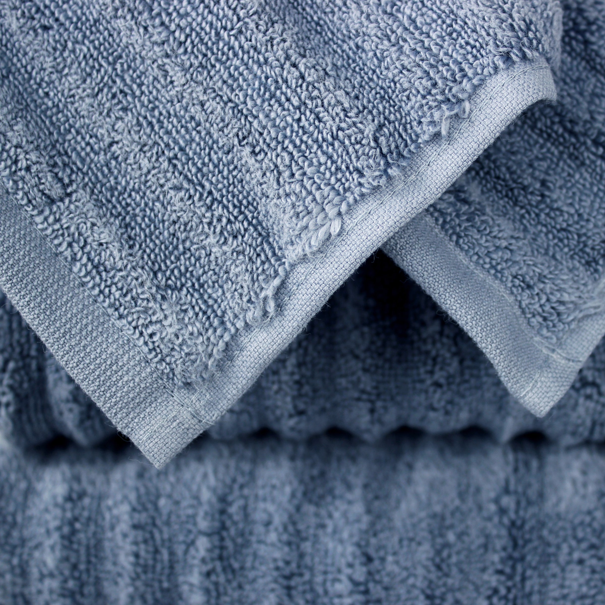 Cotton Craft 6 Piece Towel Set - 100% Cotton Plush 600 GSM Sculpted Super Zero Twist Pleated Ribbed Bathroom Towel Set - Soft Absorbent Luxury - 2